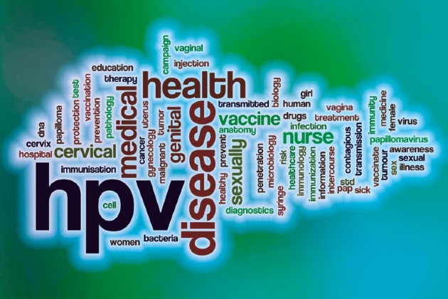 HPV cervical screening and cervical cancer abstract image with words relating to HPV and cervical screening and cancer