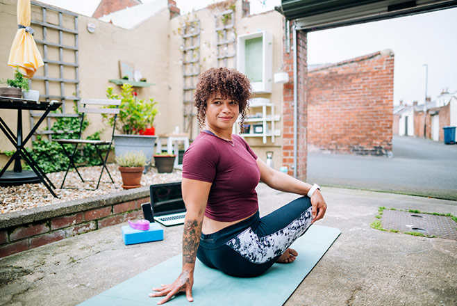 A woman doing yoga